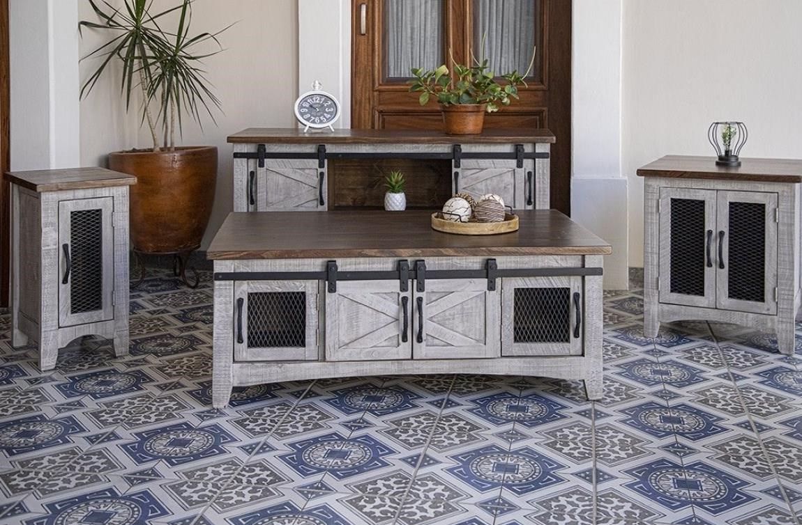 IFD International Furniture Direct Pueblo OCCAENDT33058 Rustic End